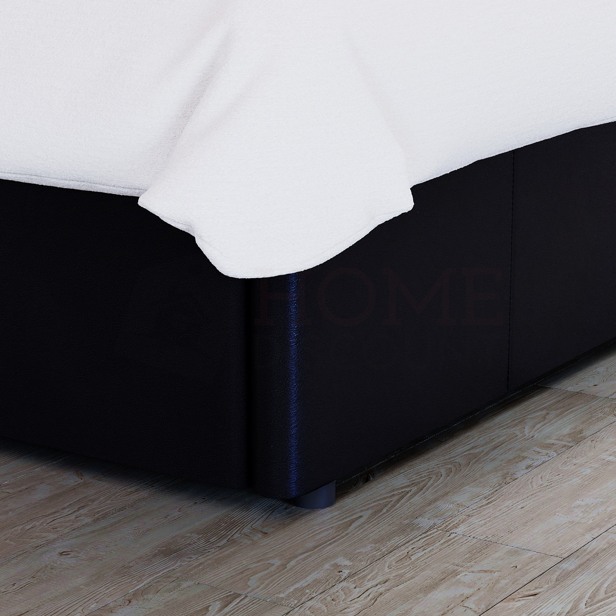 Lisbon Small Double Ottoman Faux Leather Bed, Black UKFR