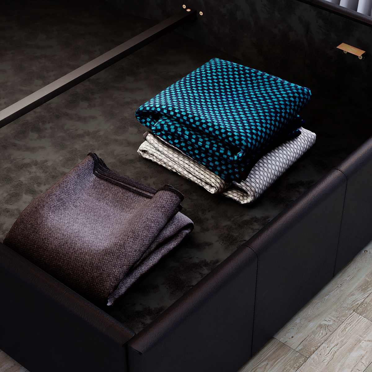 Lisbon Small Double Ottoman Faux Leather Bed, Black UKFR