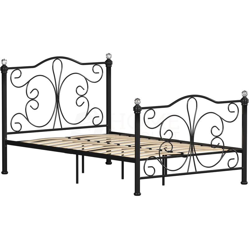 Chicago Small Double Metal Bed, Black