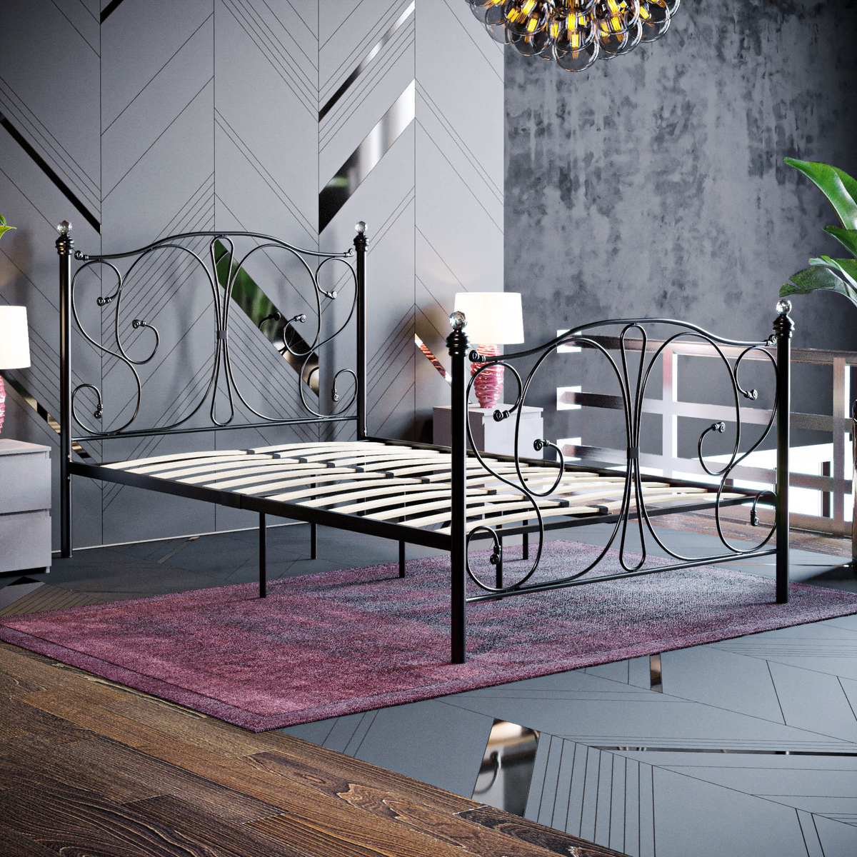 Barcelona Small Double Metal Bed - Black