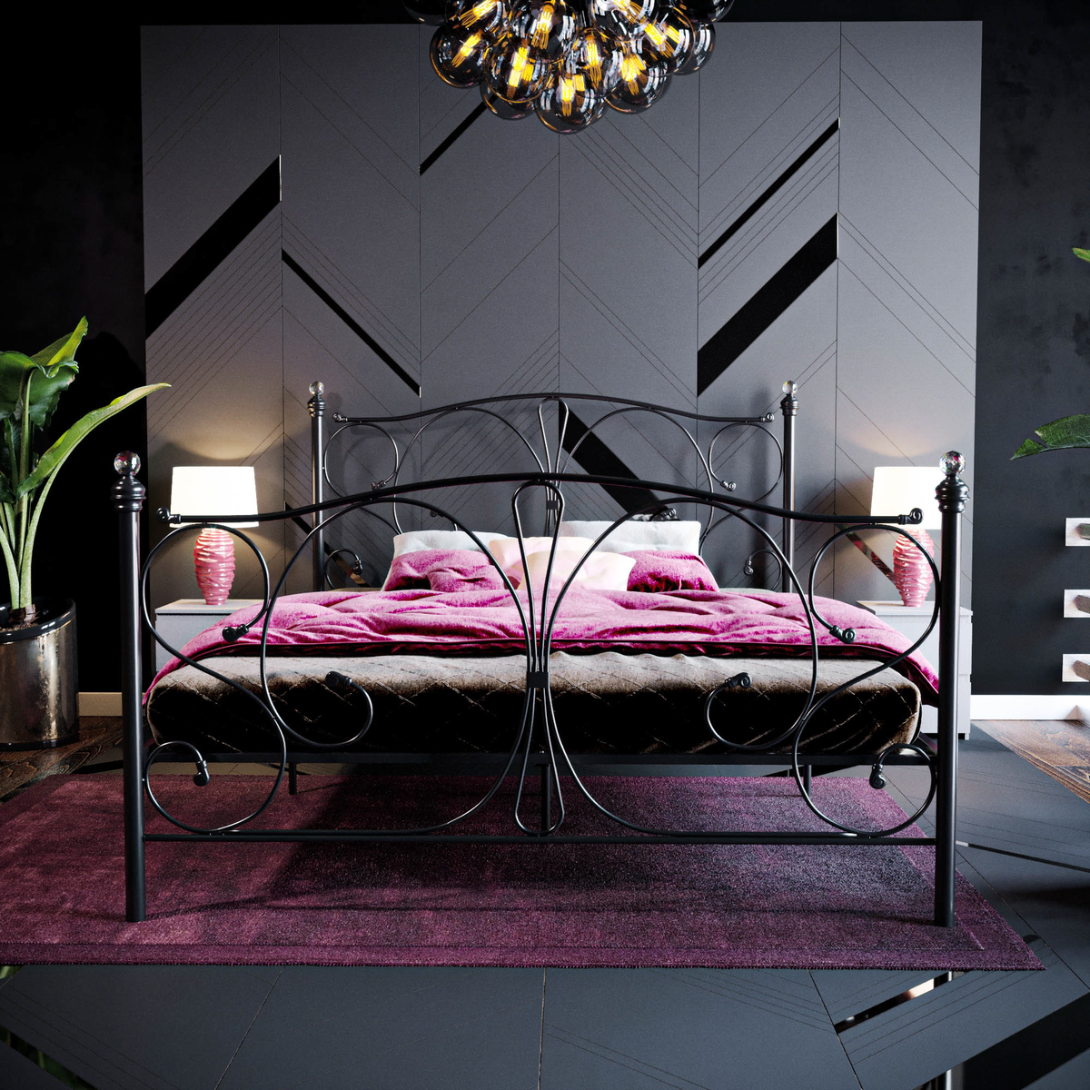 Barcelona King Size Metal Bed - Black