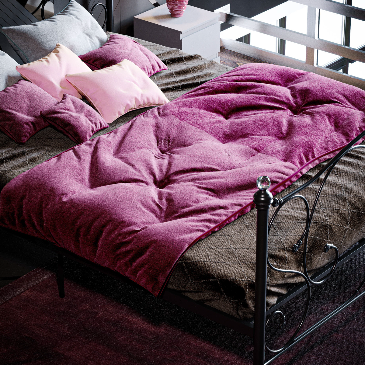 Barcelona King Size Metal Bed - Black
