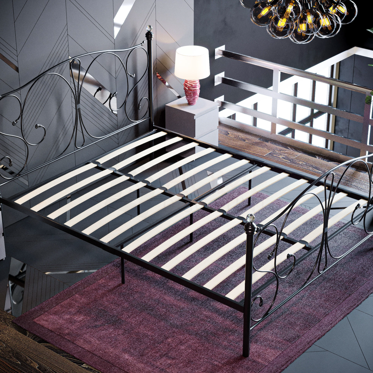 Barcelona King Size Metal Bed - Black