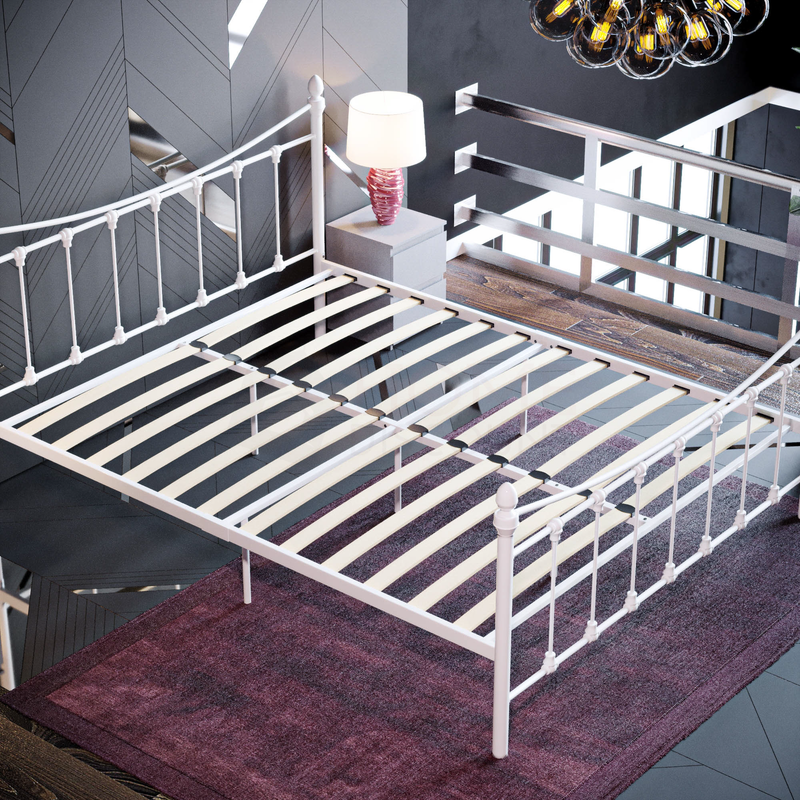 Paris King Size Metal Bed, White