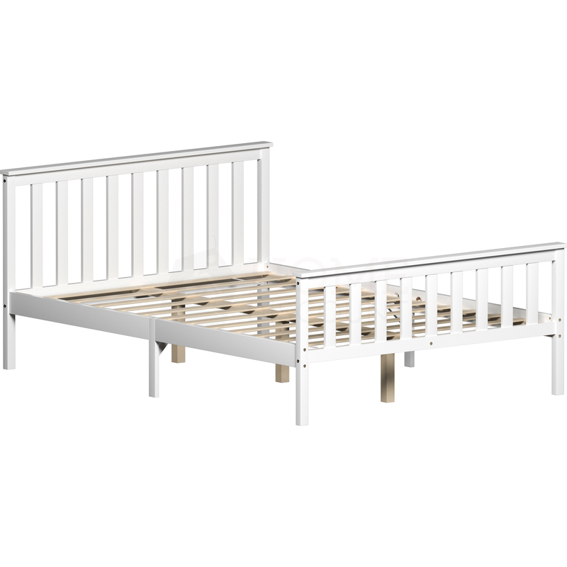 Milan Double Wooden Bed, High Foot, White