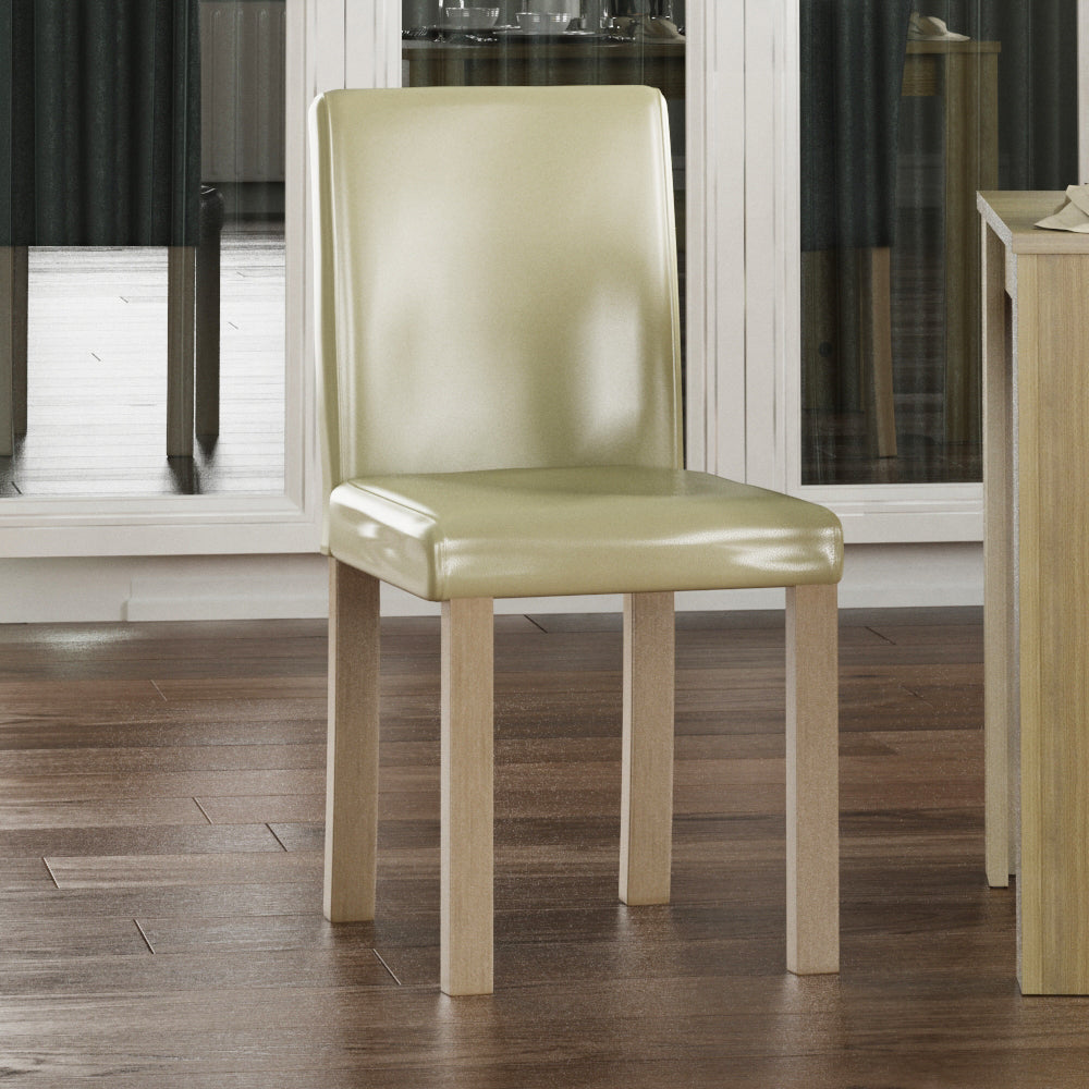 Canterbury Set Of 2 PU Dining Chairs - Cream & Oak