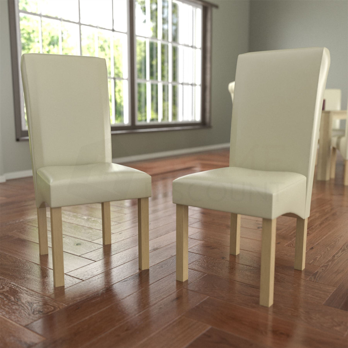 Clifton Set Of 2 PU Dining Chairs - Cream