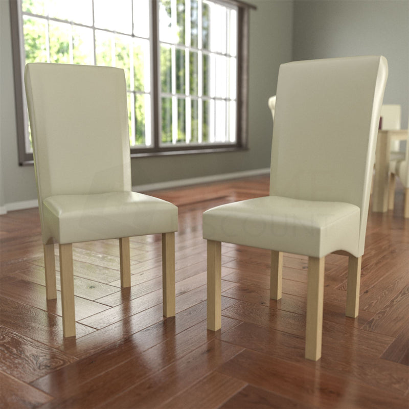 Clifton Set Of 2 PU Dining Chairs, Cream
