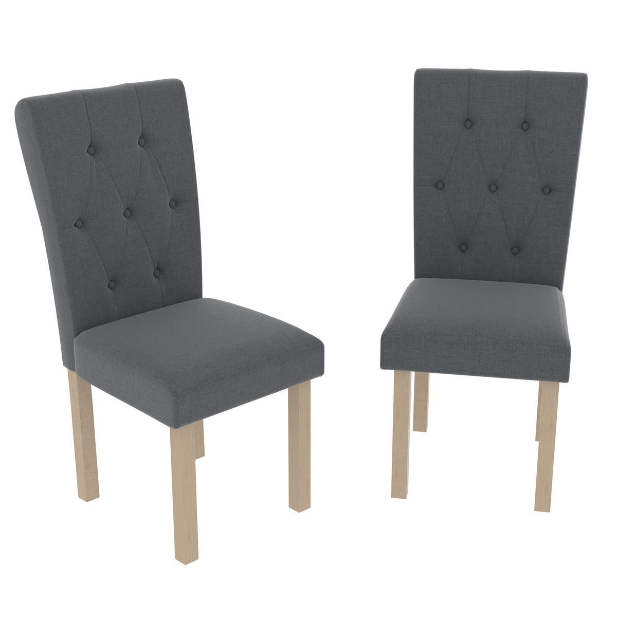 Horton Set Of 2 Fabric Dining Chairs - Grey & Oak