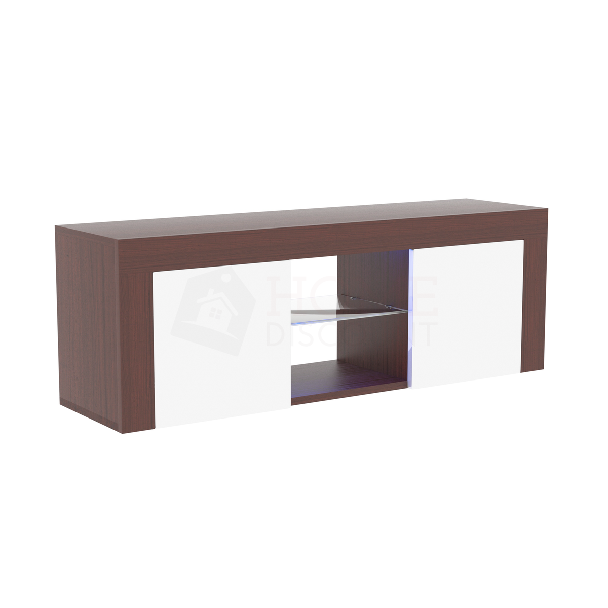 Eclipse 2-Door LED TV Unit - Walnut & White