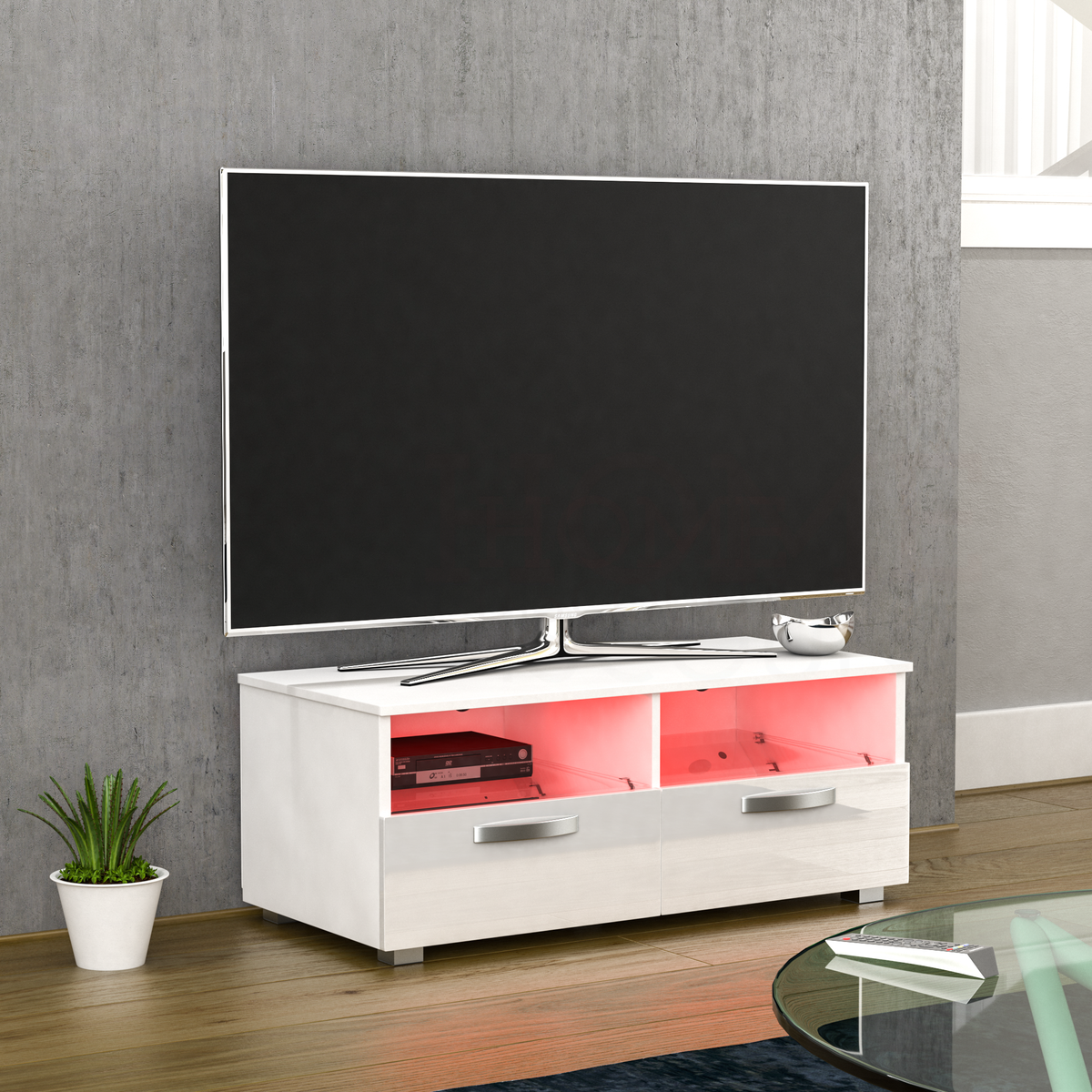 Vogue 2-Drawer LED TV Unit - White