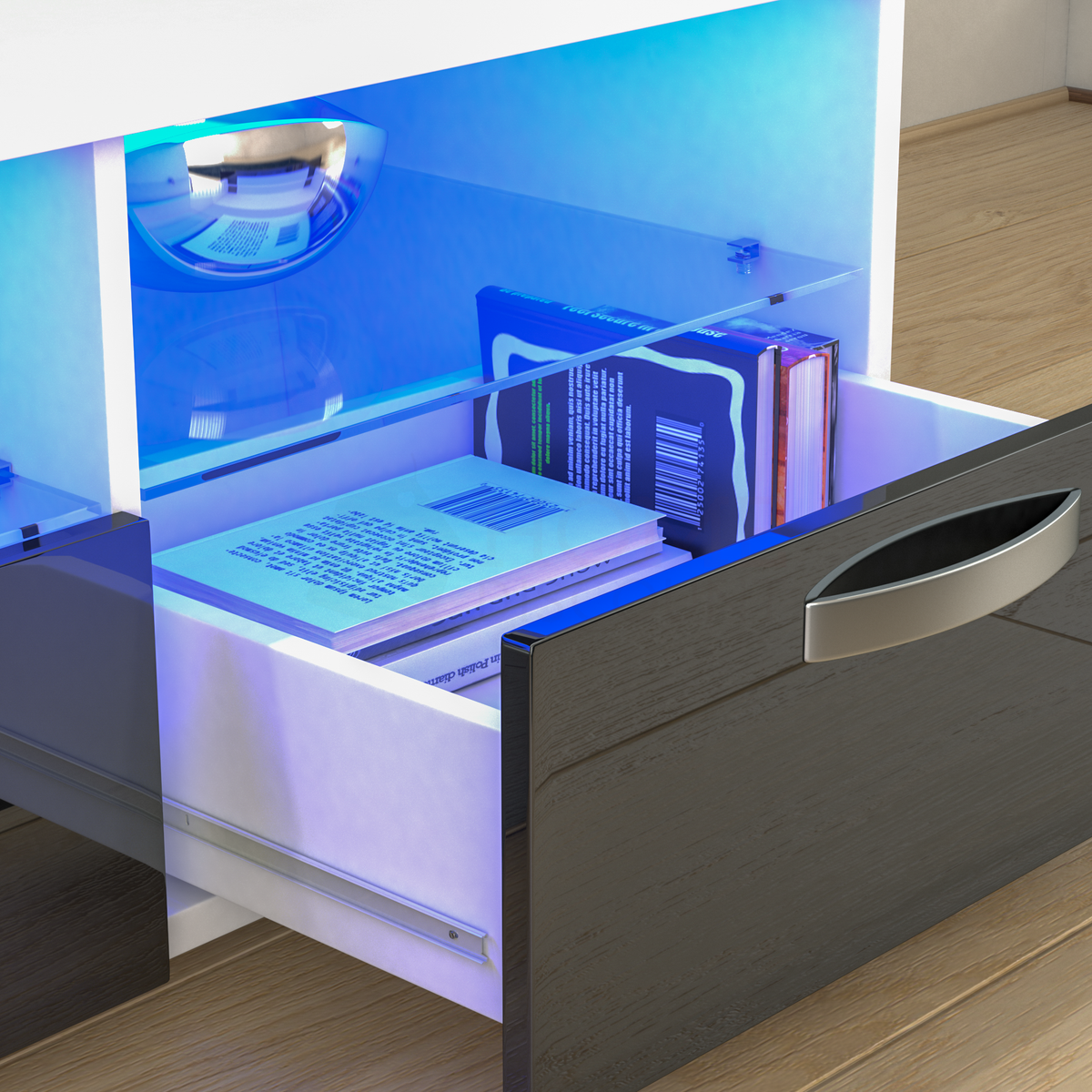 Vogue 2-Drawer LED TV Unit - White & Black