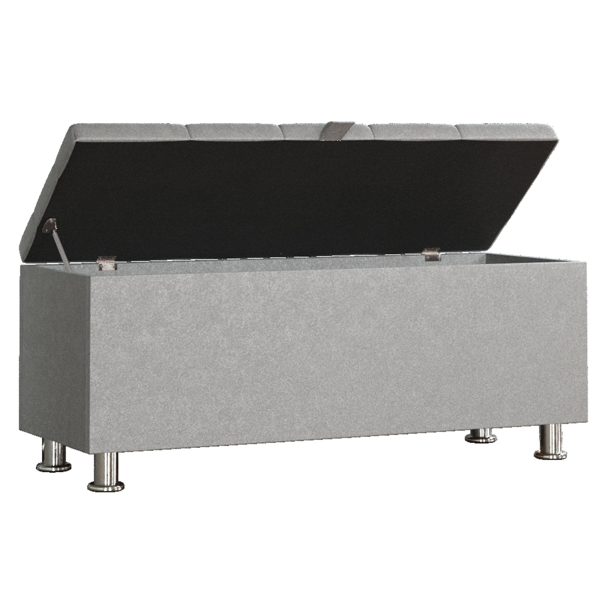 Valencia Velvet Storage Ottoman, Light Grey UKFR