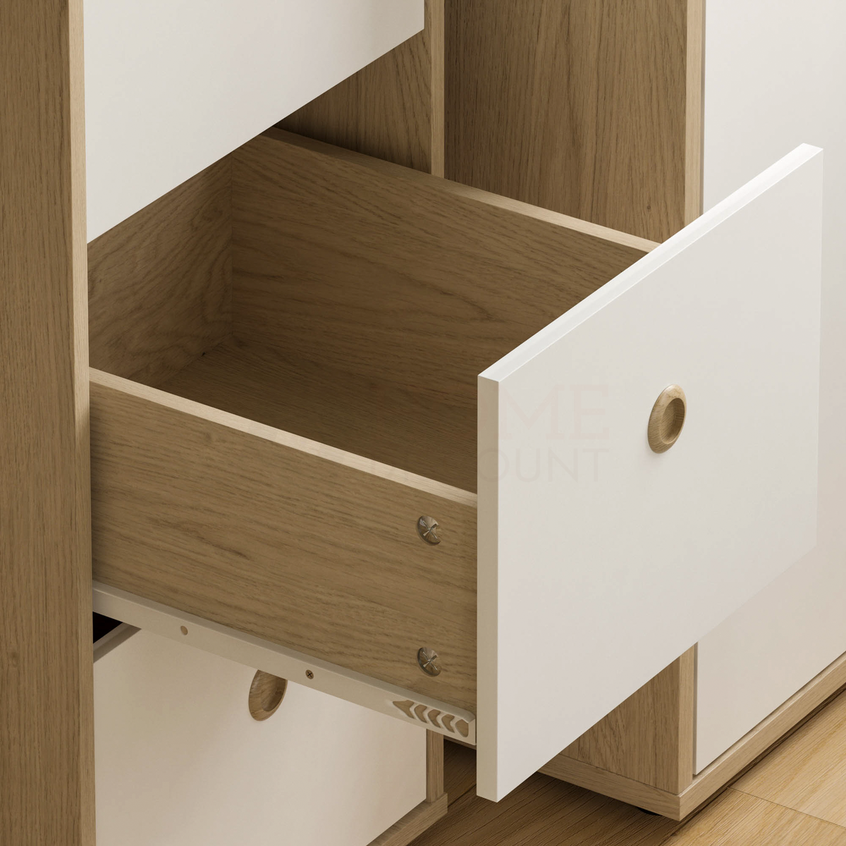 Neptune 3-Drawer Desk - White & Oak