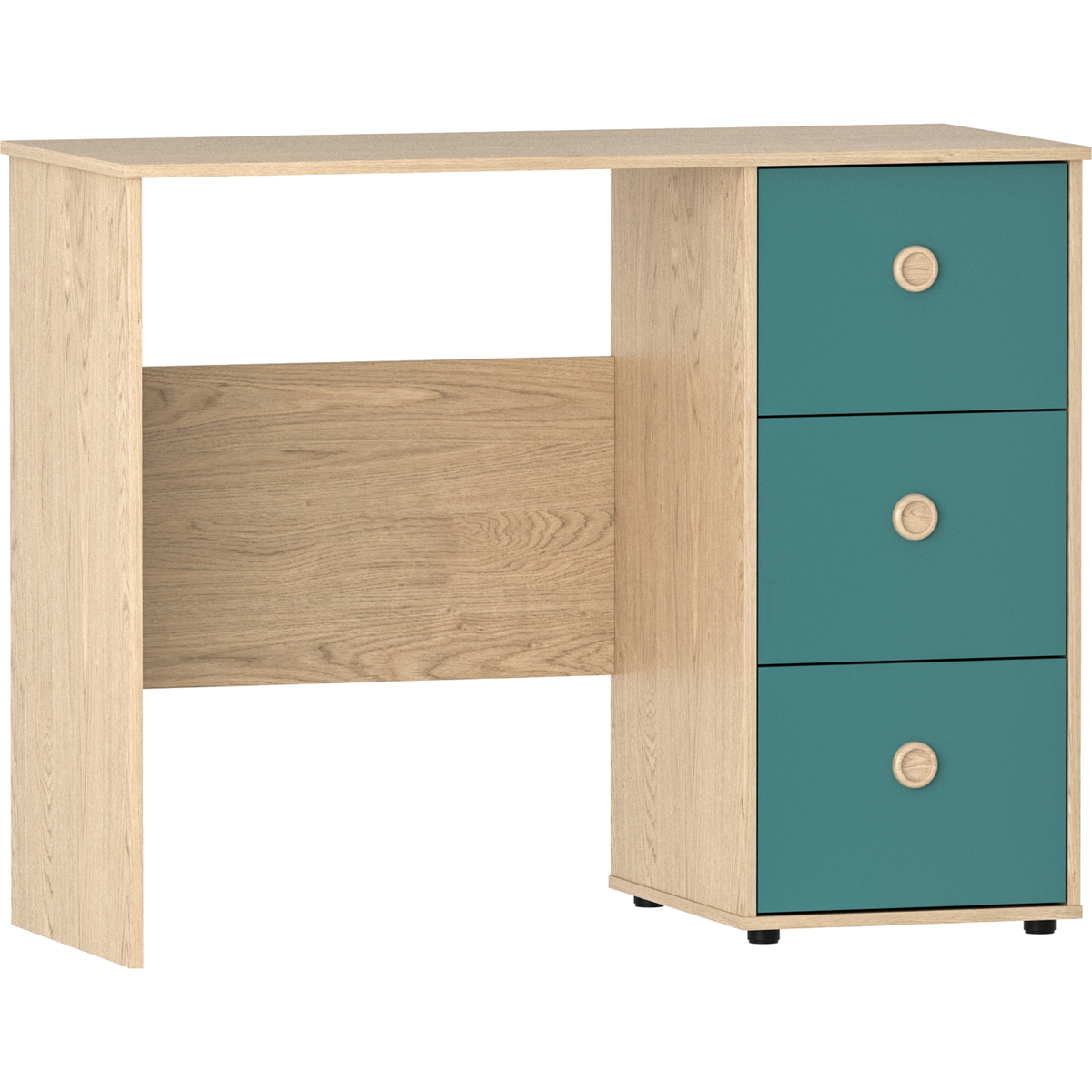 Neptune 3-Drawer Desk - Green & Oak
