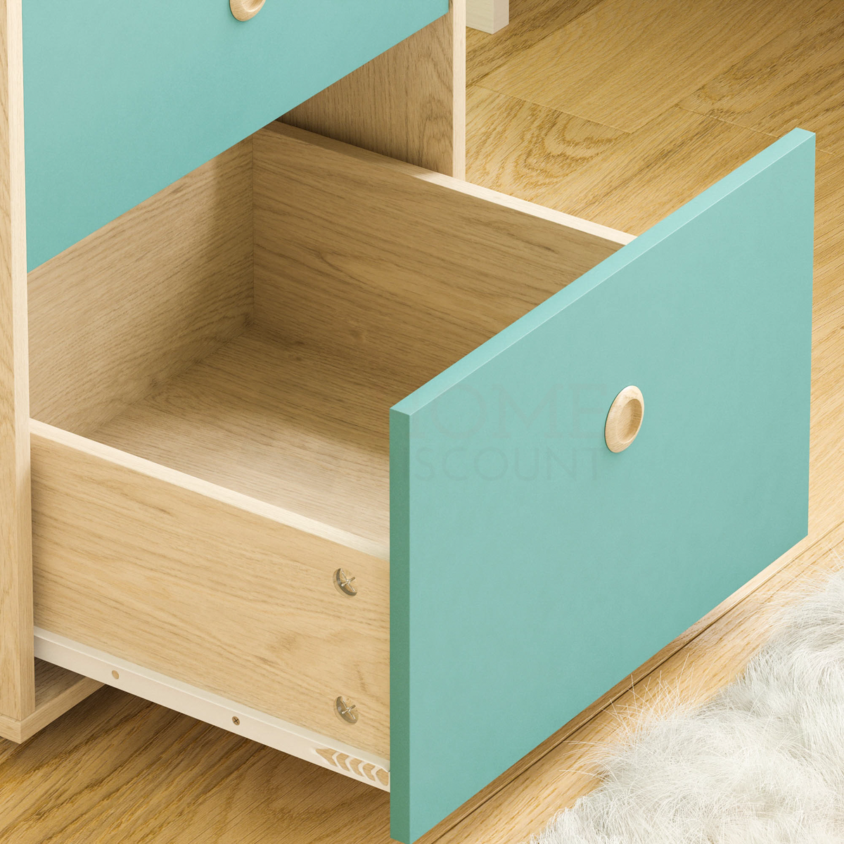 Neptune 2-Drawer Bedside Table - Green & Oak