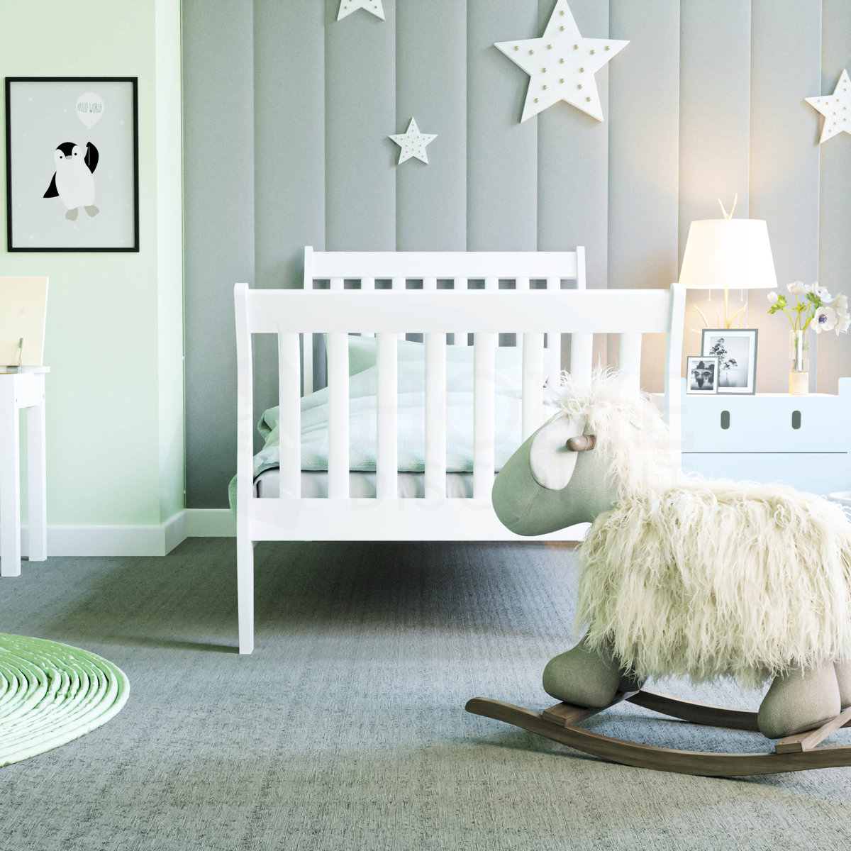 Orion Single Sleigh Bed - White