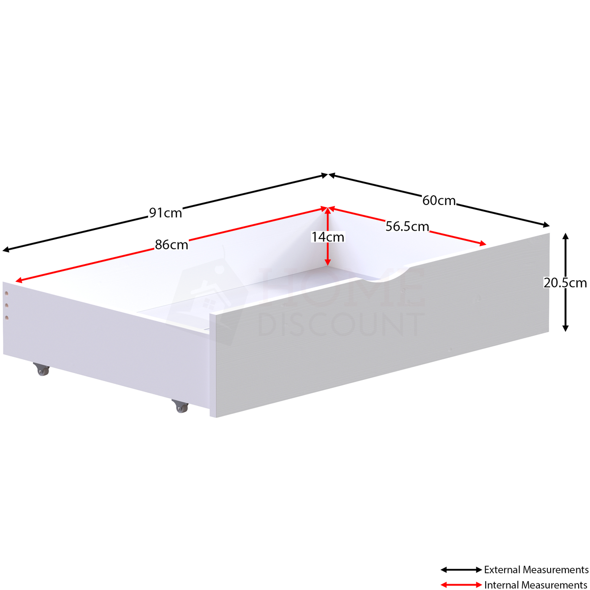 Gemini Detachable Bunk Bed - Grey & Libra Wooden Underbed Drawers - White
