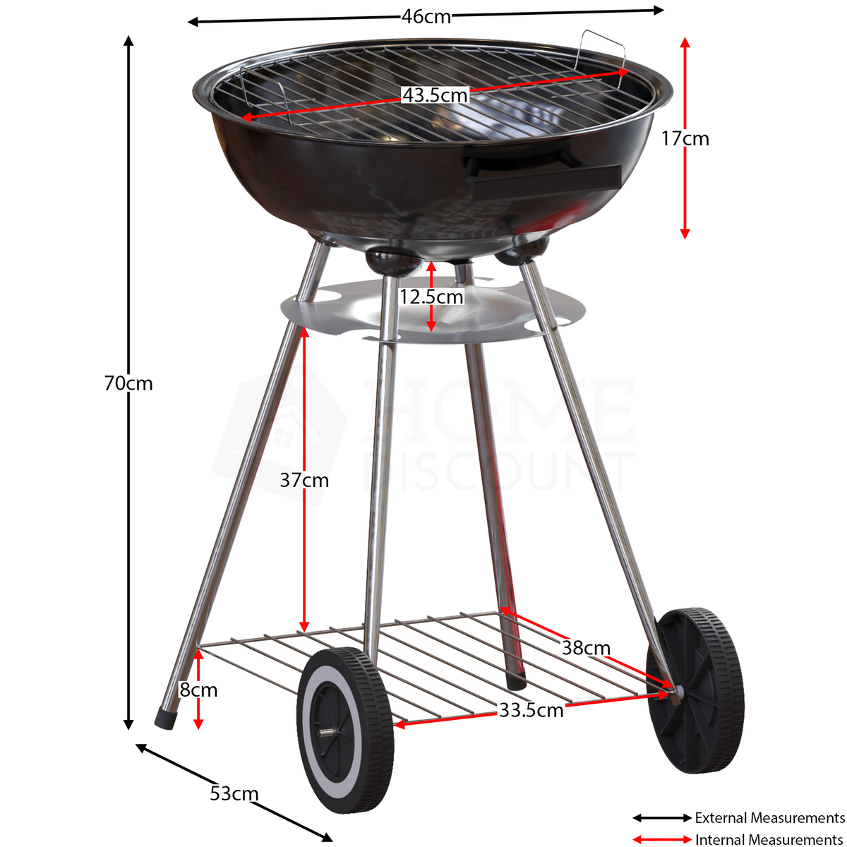 Memphis Freestanding Kettle Grill BBQ, Red & Black