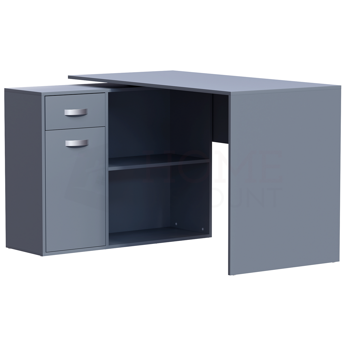 Longton 1-Door 1-Drawer Adjustable Computer Desk, Grey