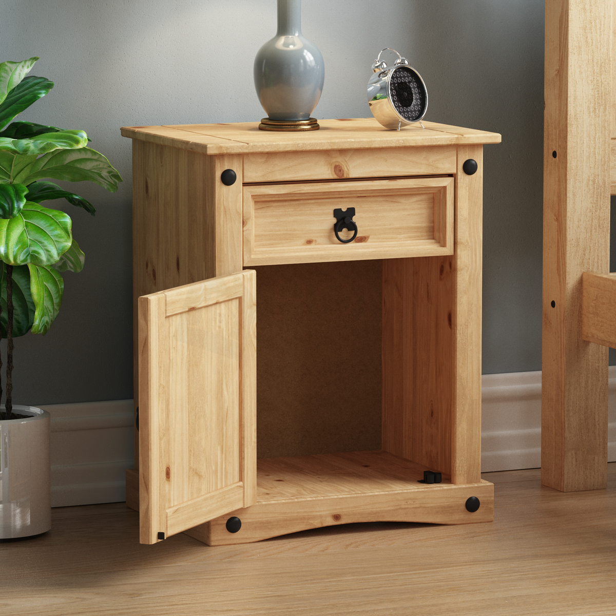 Corona 1-Drawer 1-Door Bedside Cabinet