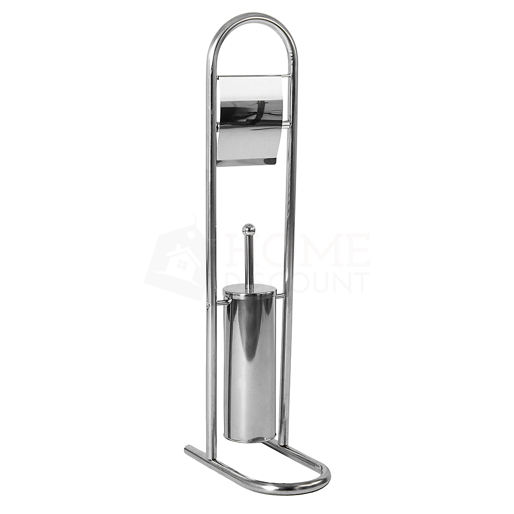 Toilet Brush And Paper Holder - Silver
