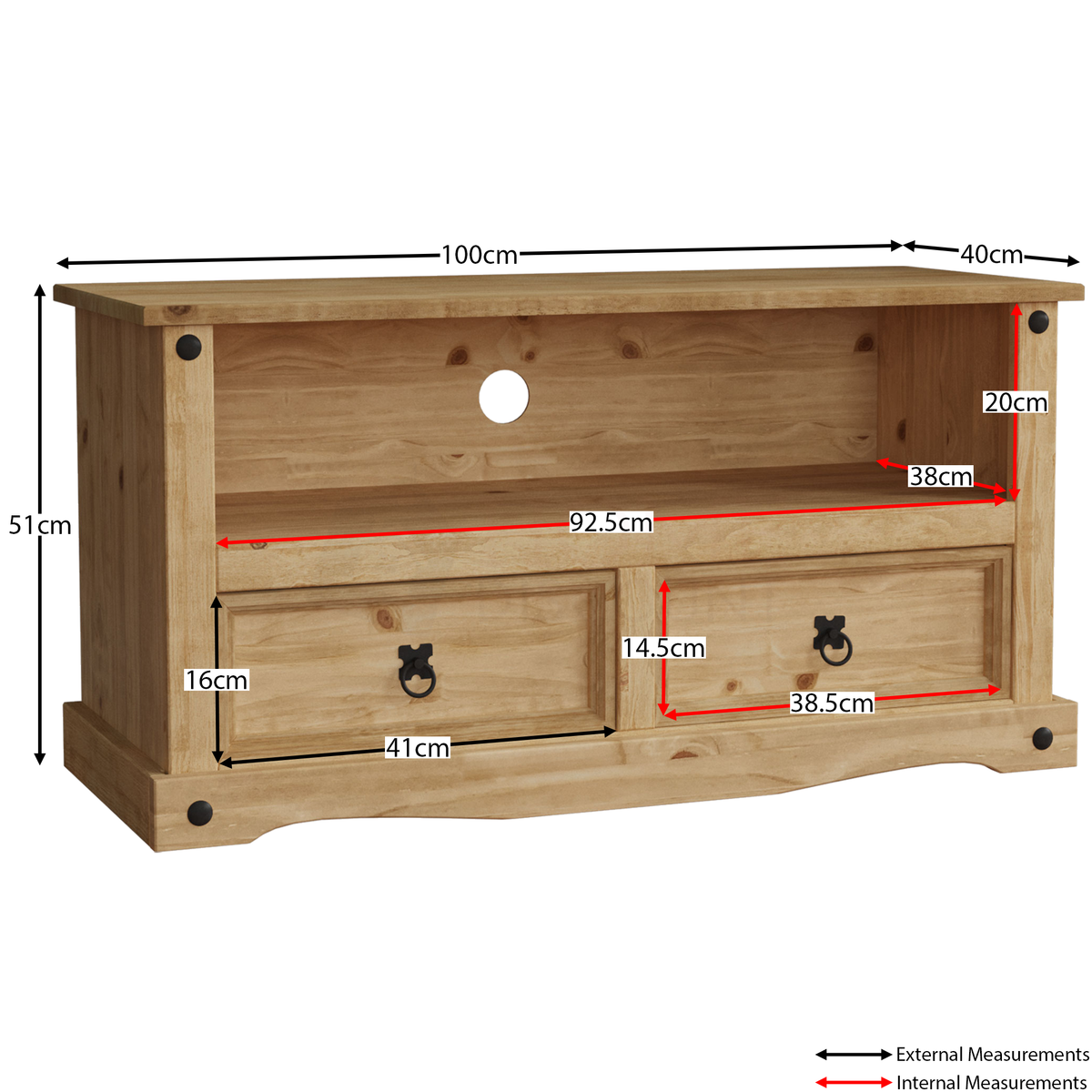 Corona 2-Drawer Flat Screen TV Unit