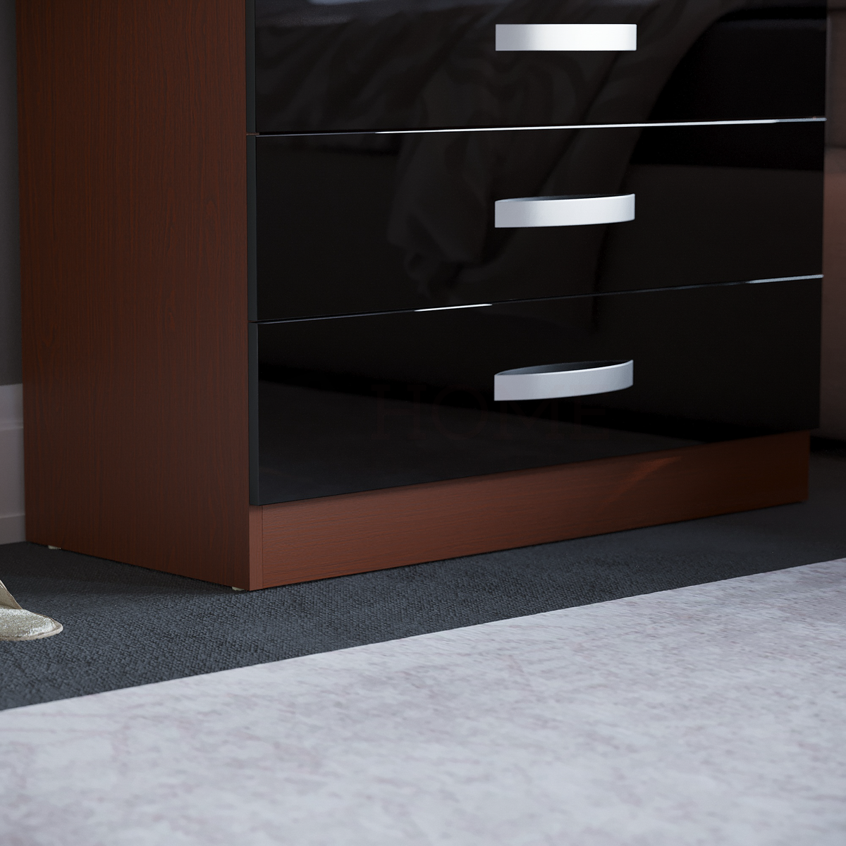 Hulio 5-Drawer Chest - Walnut & Black