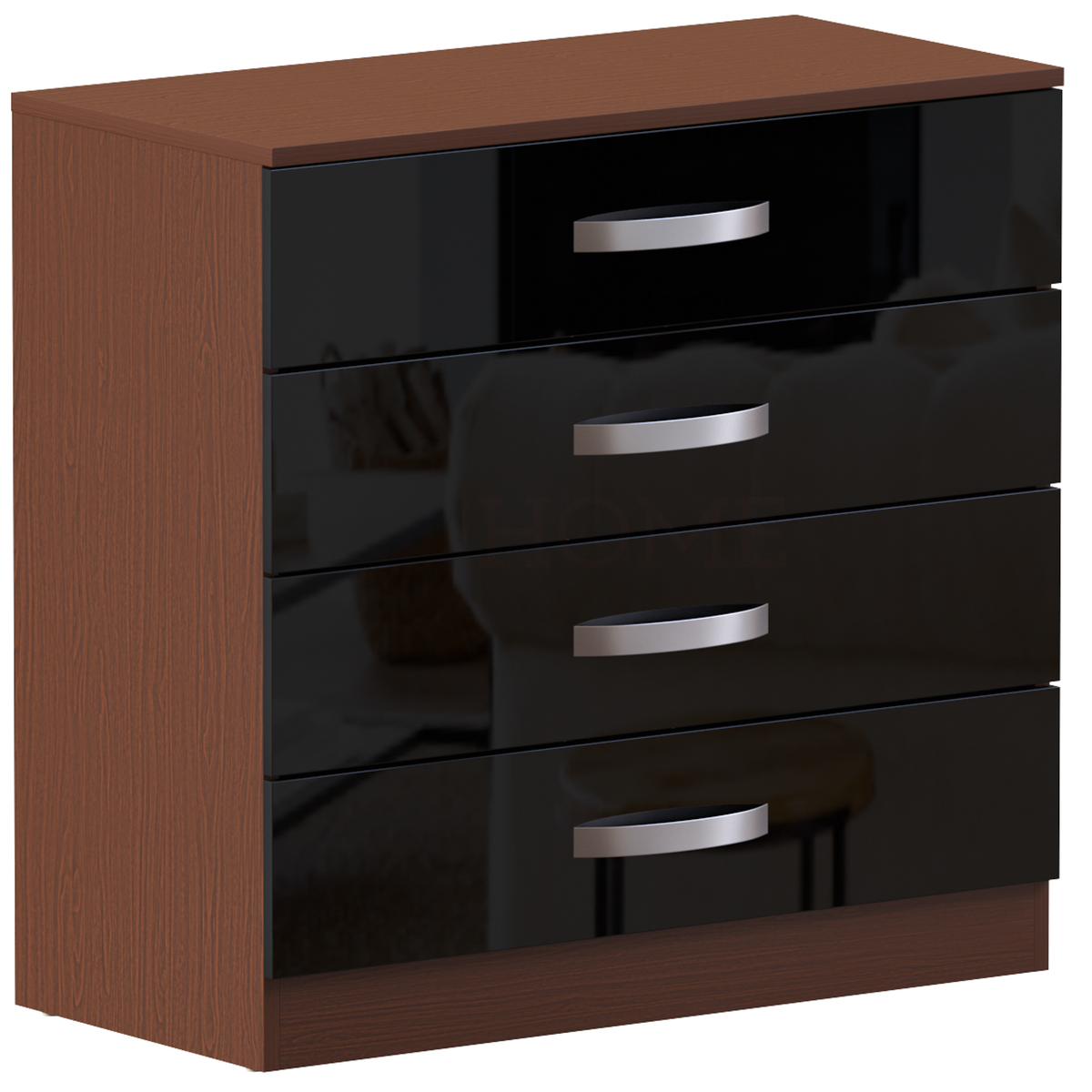 Hulio 4-Drawer Chest - Walnut & Black