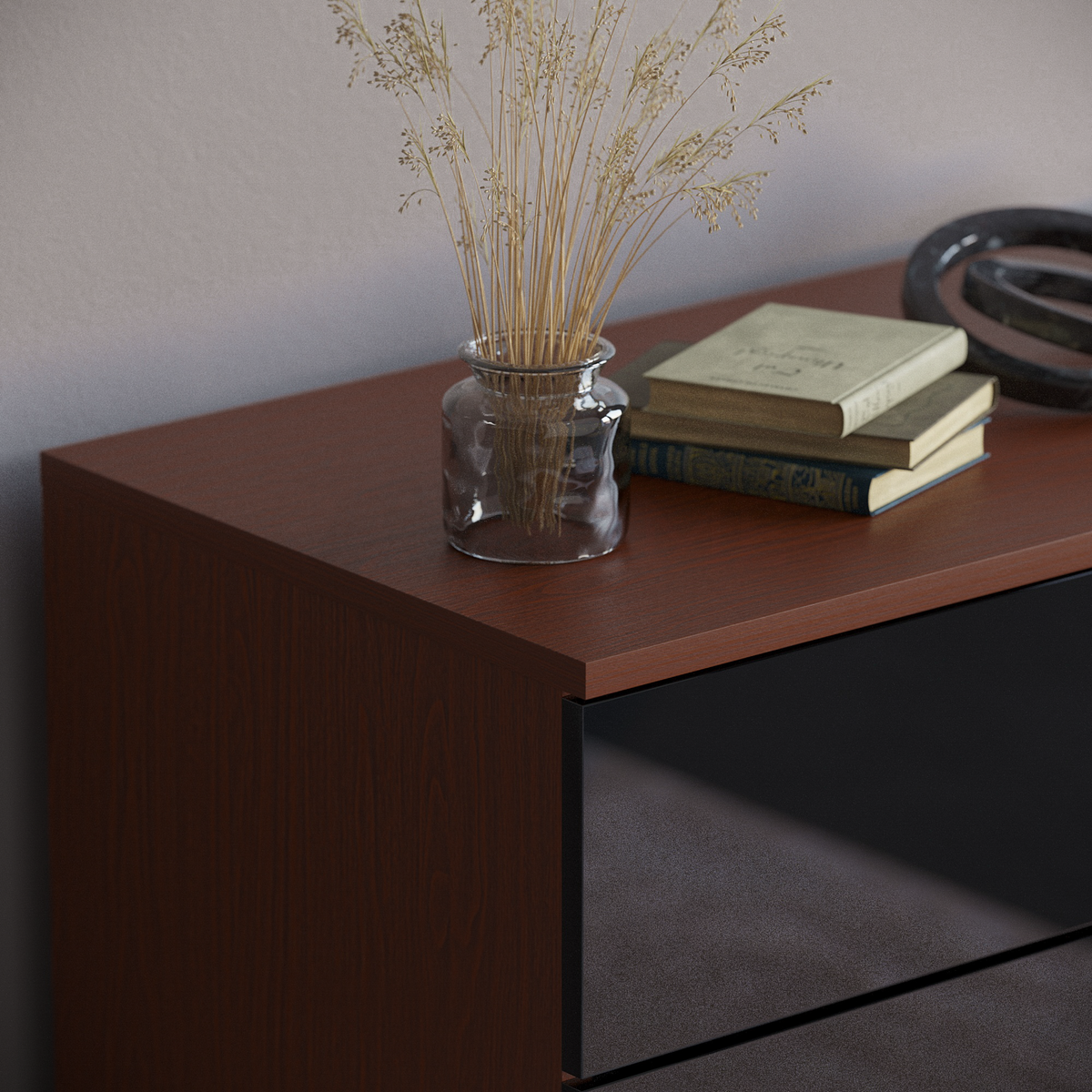 Hulio 4-Drawer Chest - Walnut & Black