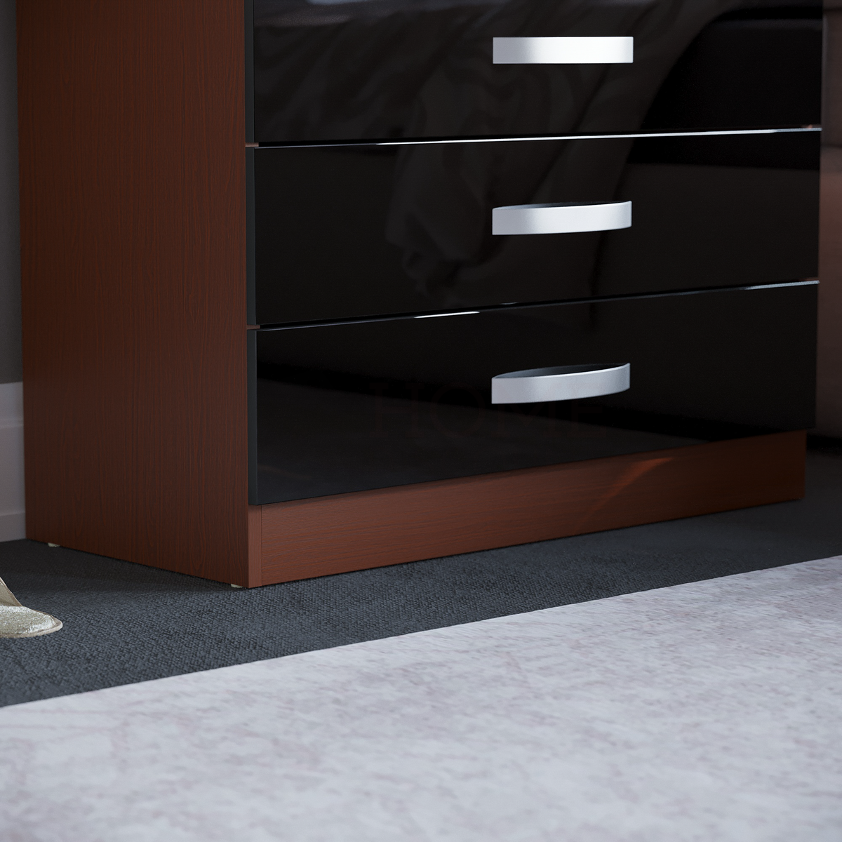 Hulio 4-Drawer Chest - Walnut & Black