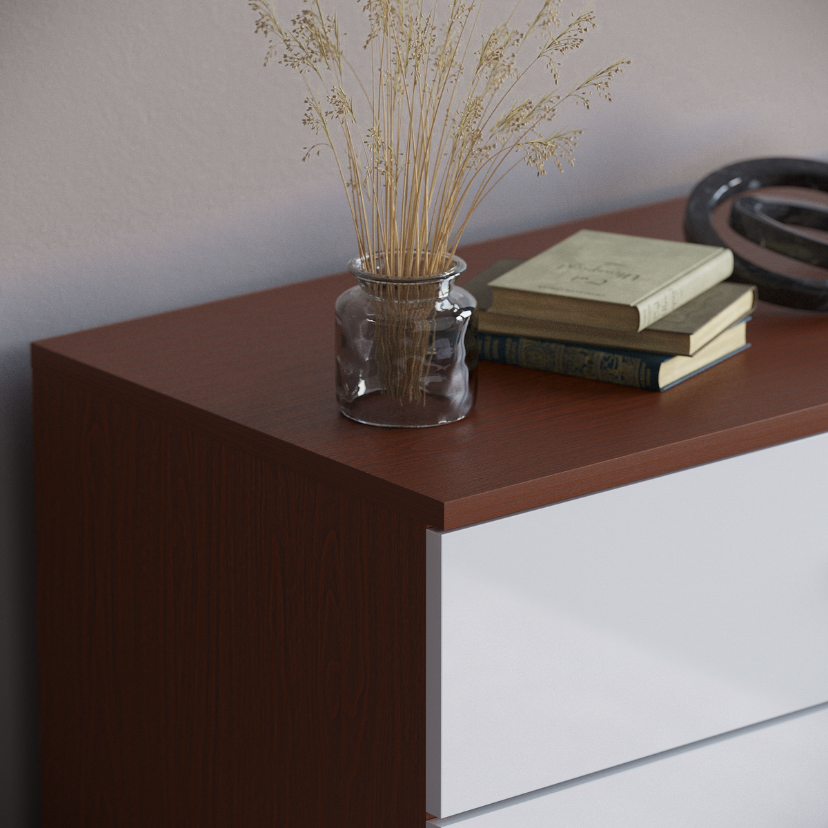 Hulio 4-Drawer Chest - Walnut & White