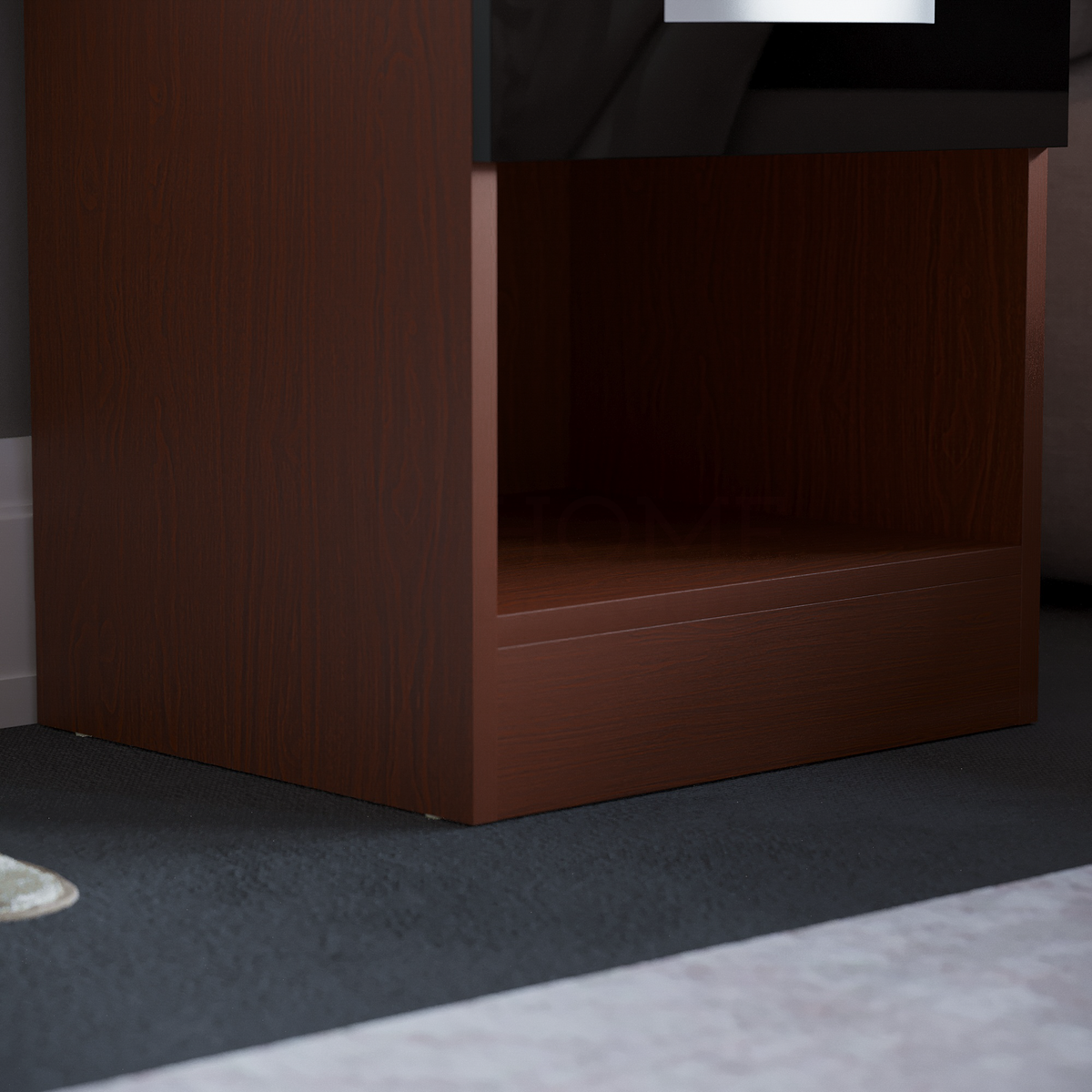 Hulio 1-Drawer Bedside Cabinet - Walnut & Black