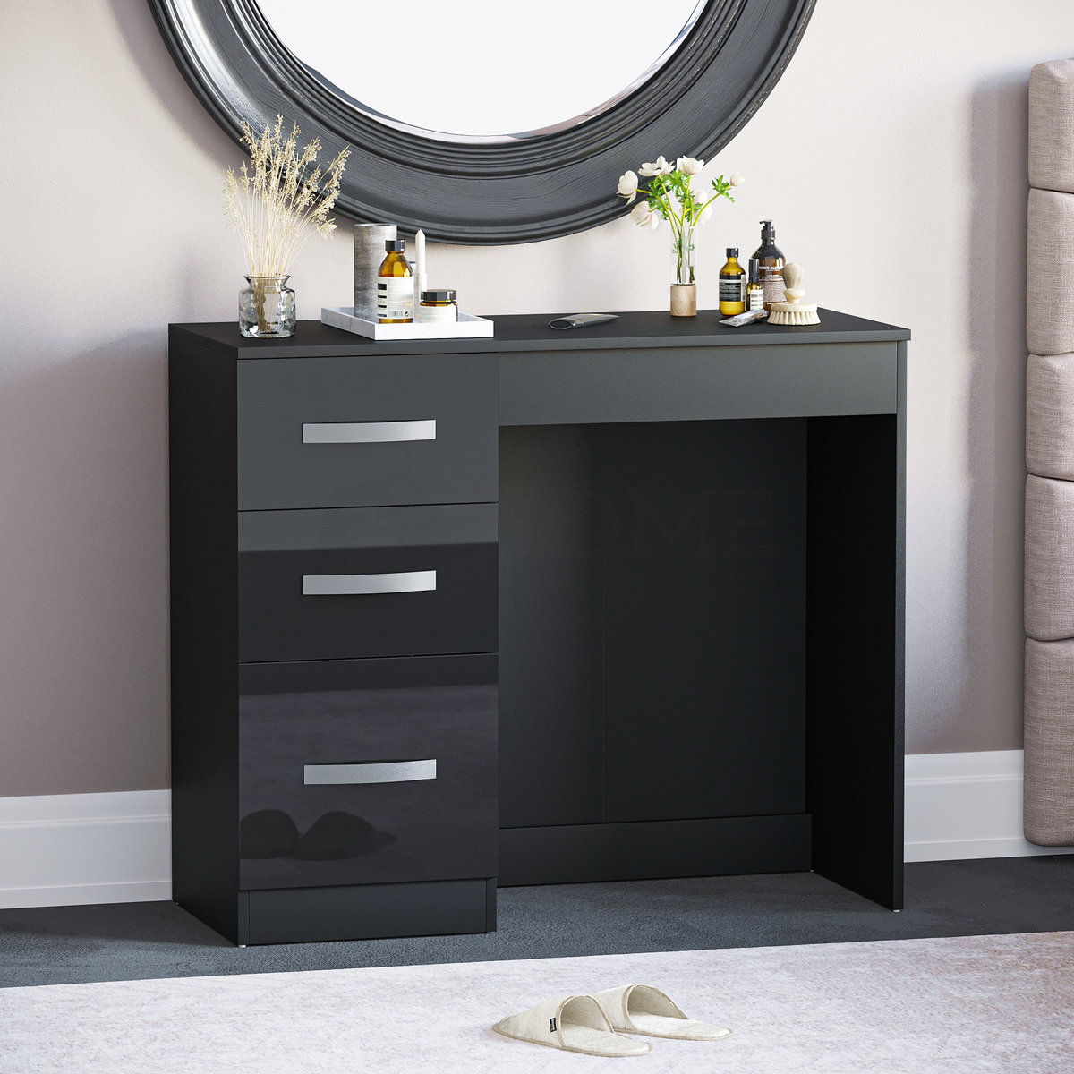 Hulio 3-Drawer Dressing Table - Black