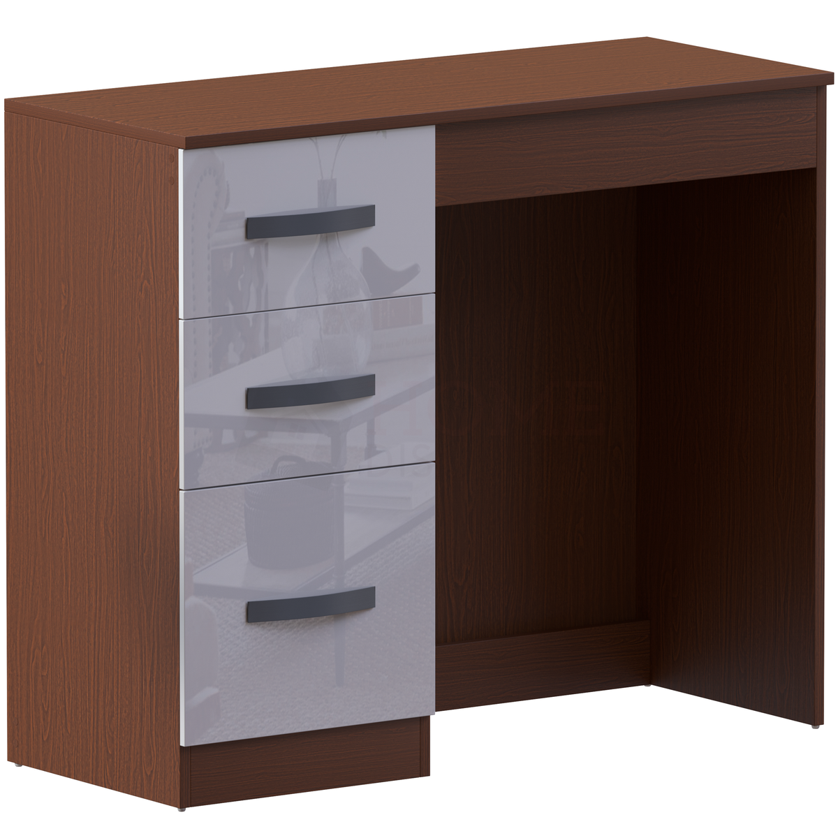 Hulio 3-Drawer Dressing Table - Walnut & White
