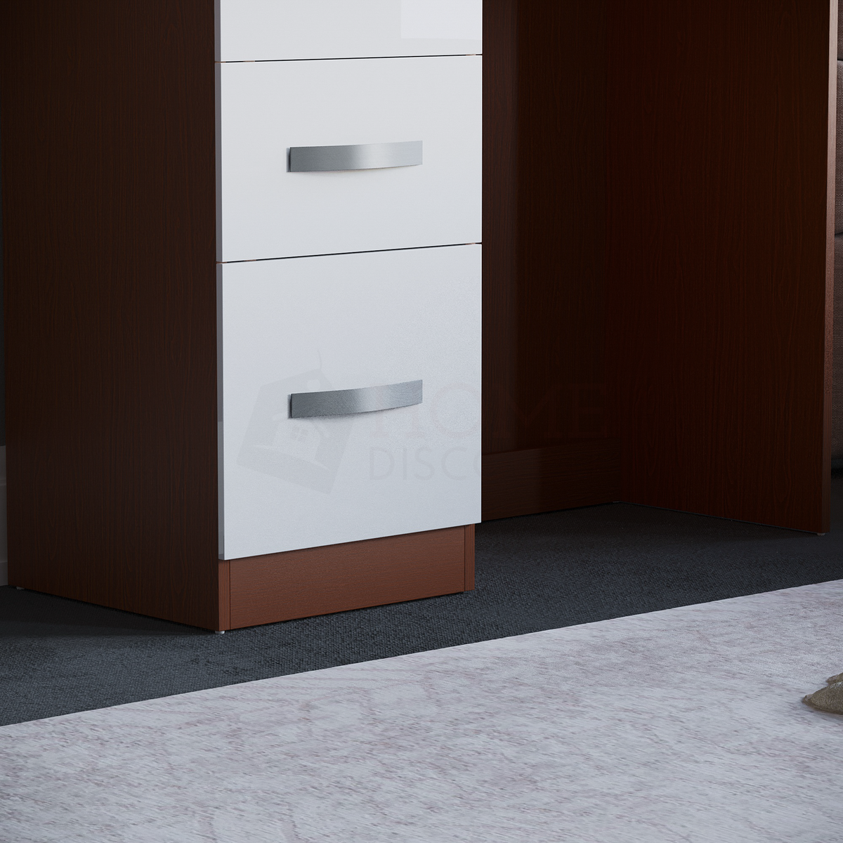 Hulio 3-Drawer Dressing Table - Walnut & White