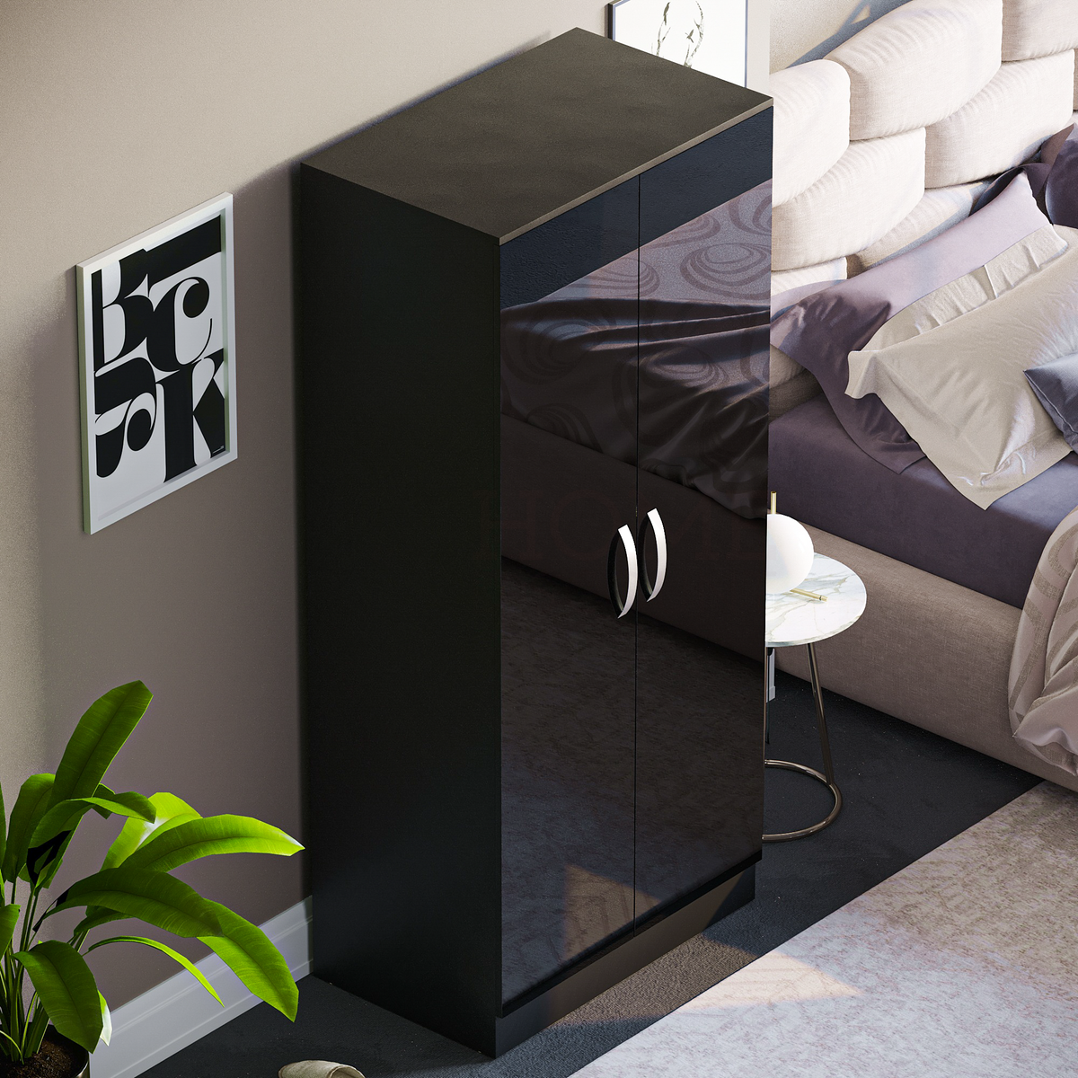 Hulio 2-Door Wardrobe - Black