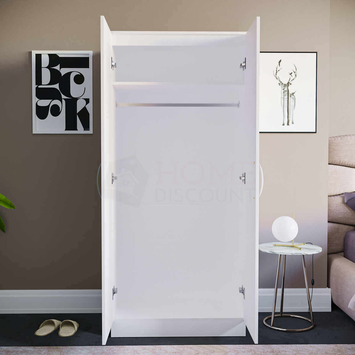 Hulio 2-Door Wardrobe - White