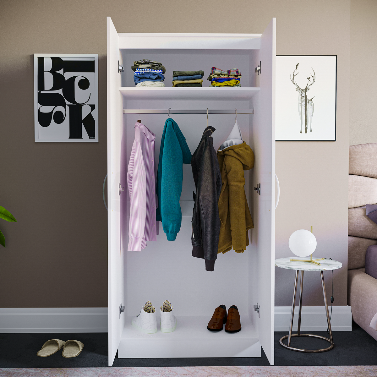 Hulio 2-Door Wardrobe - White