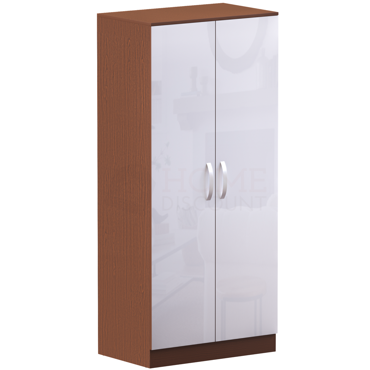 Hulio 2-Door Wardrobe - Walnut & White