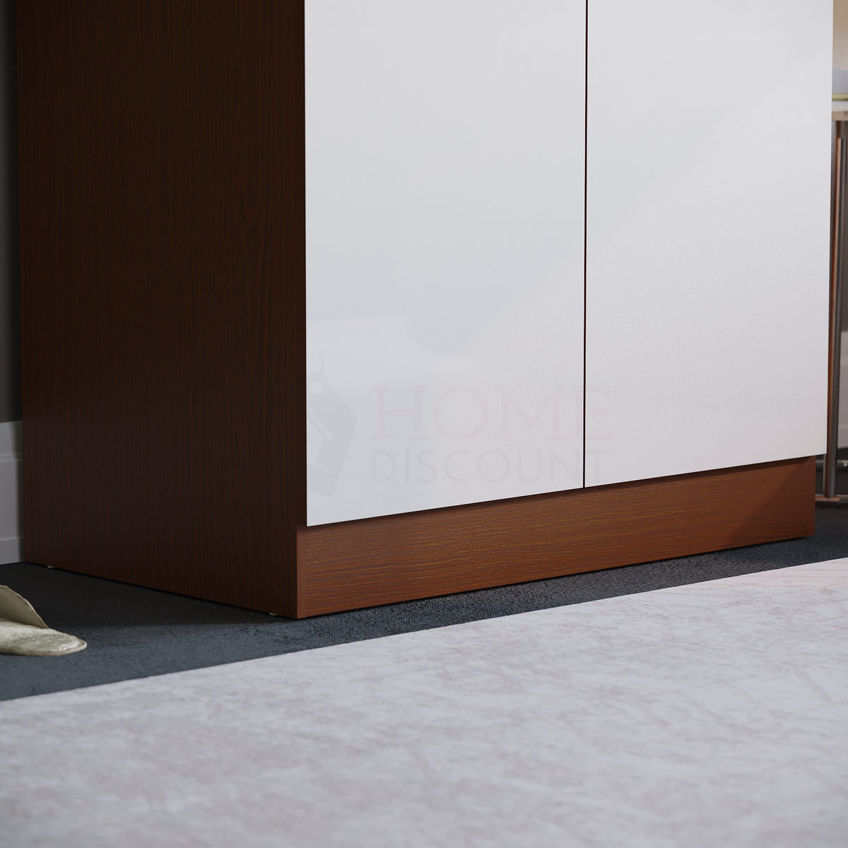Hulio 2-Door Wardrobe - Walnut & White