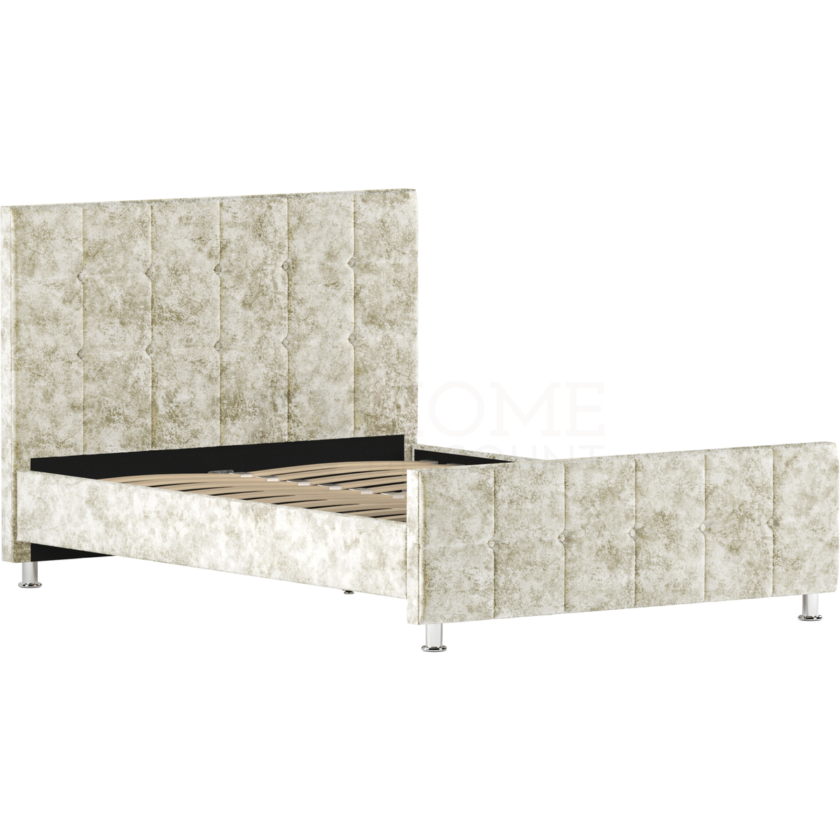 Valentina Double Crushed Velvet Bed - Champagne