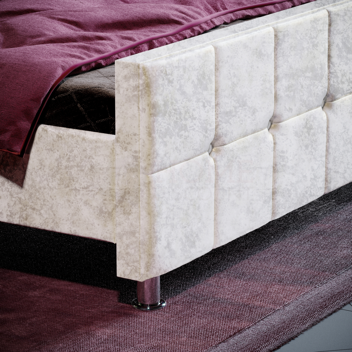 Valentina King Size Crushed Velvet Bed - Champagne
