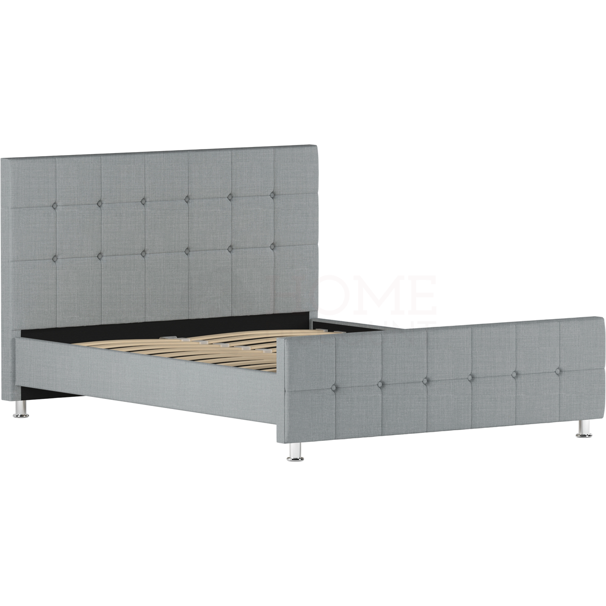 Valentina King Size Linen Bed - Light Grey