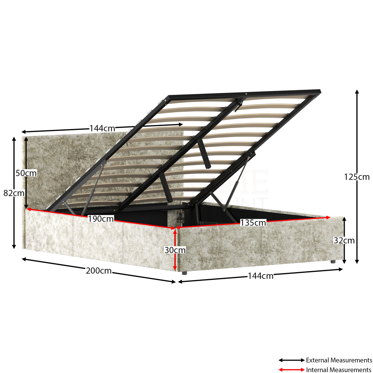 Veronica Double Velvet Ottoman Bed - Oyster