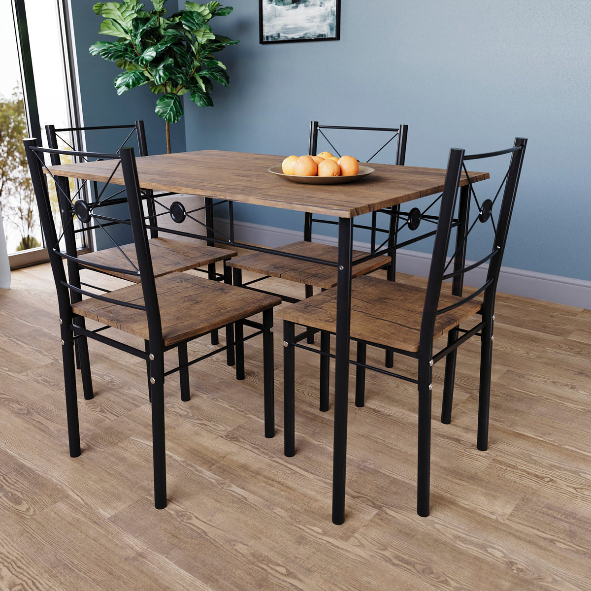 Roslyn 4-Seater Dining Set - Dark Wood