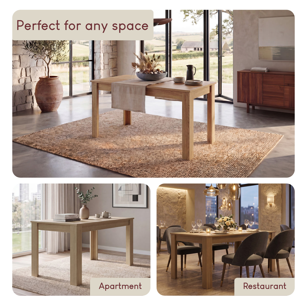 Medina 4-Seater Dining Table - Oak