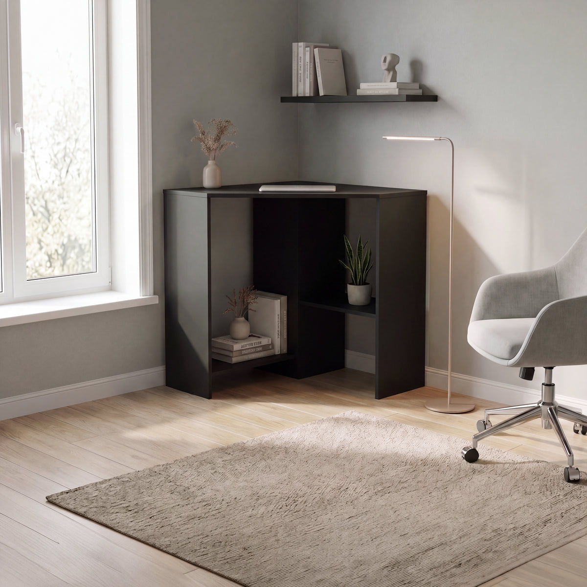 Hetton Corner Computer Desk - Black