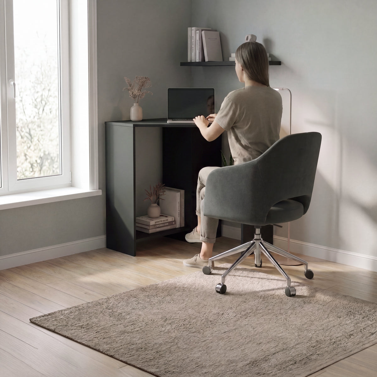 Hetton Corner Computer Desk - Black