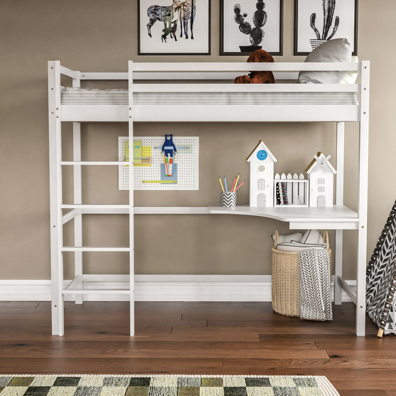 Sydney High Bunk With Desk - White